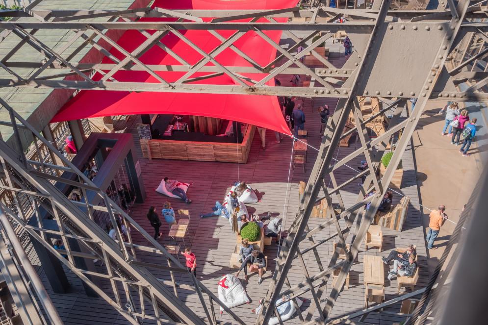 Aerial view on the summer terrace
