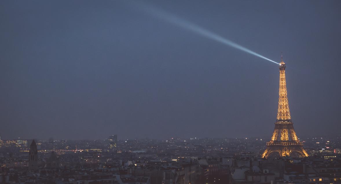 panoramic view on the Eiffel Tower by night