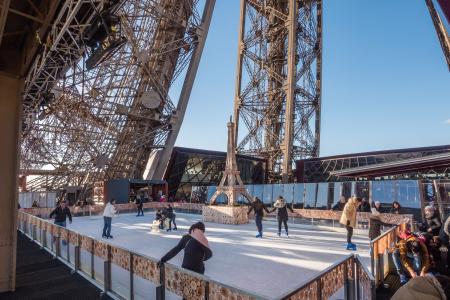 Ice-skating on the Eiffel Tower 