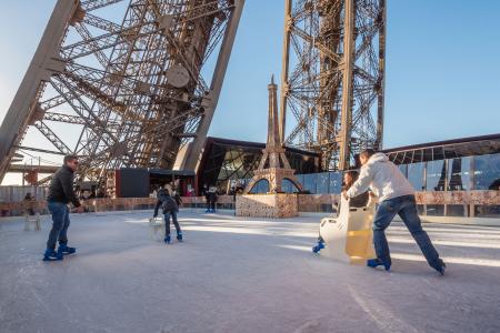 Ice rink on the first floor of the Eiffel Tower