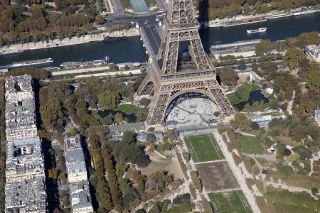 Vue aérienne tour Eiffel